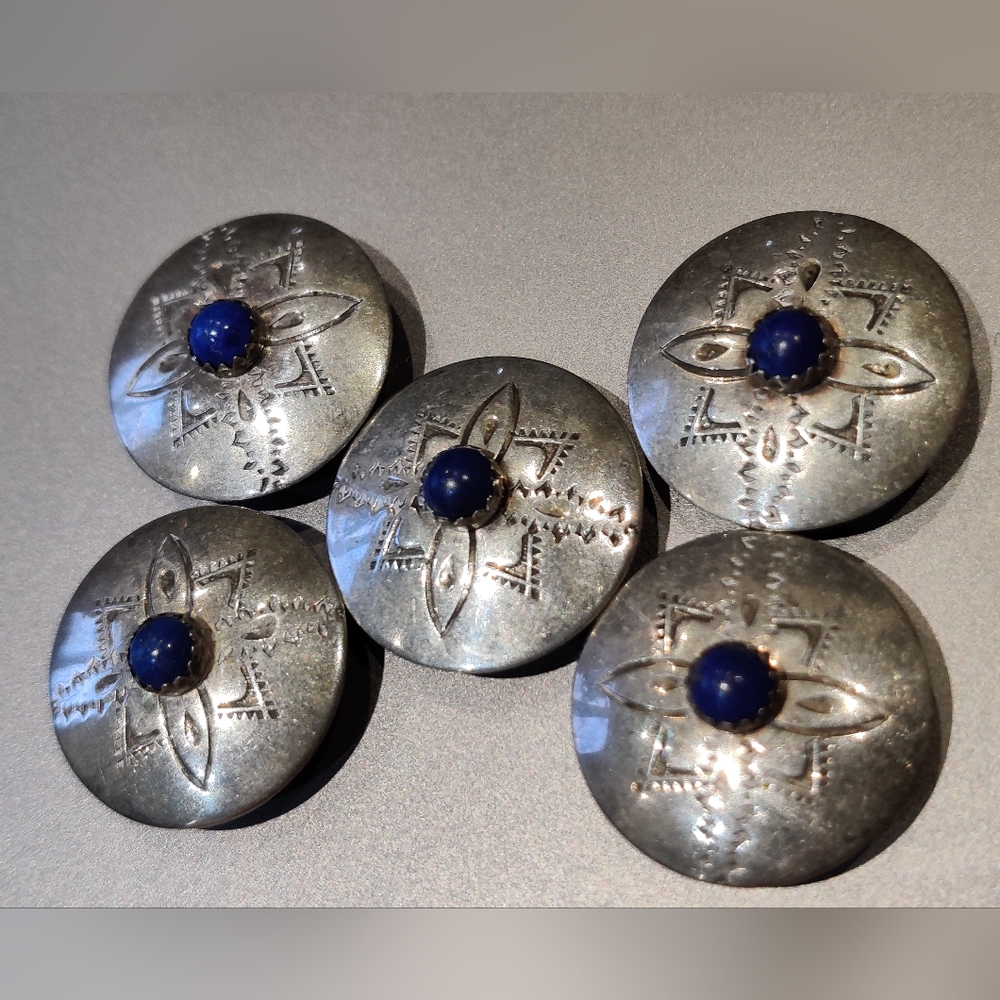 Vintage D/L Daniel Garcia Navajo Sterling Silver Button Covers - Picture 10 of 14